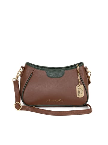 Anna Morellini Leder-Umhängetasche "Manfrina" in Braun - (B)15 x (H)14 x (T)9 cm