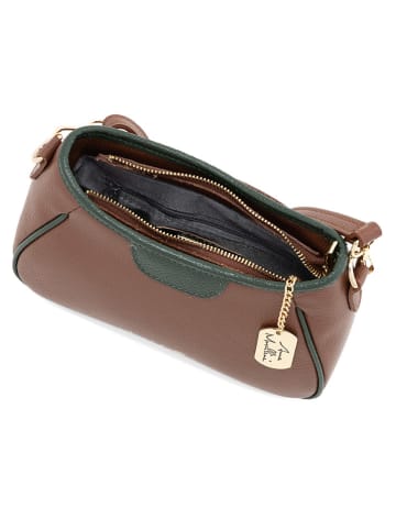 Anna Morellini Leder-Umhängetasche "Manfrina" in Braun - (B)15 x (H)14 x (T)9 cm