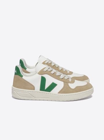 Veja Skórzane sneakersy "V 10" w kolorze biało-beżowo-zielonym