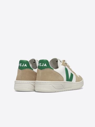 Veja Skórzane sneakersy "V 10" w kolorze biało-beżowo-zielonym