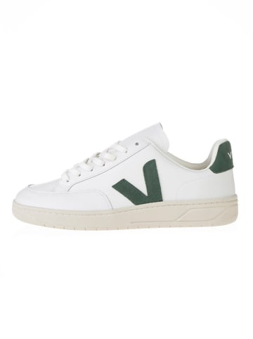 Veja Skórzane sneakersy "V 12" w kolorze biało-zielonym