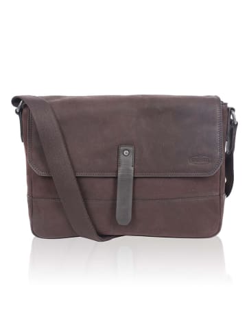 SPARWELL Leren schoudertas "Ace" bruin - (B)37 x (H)28 x (D)8 cm