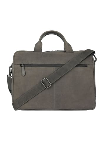 SPARWELL Leder-Laptoptasche "Risto" in Grau - (B)41 x (H)31 x (T)11 cm