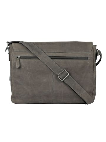 SPARWELL Leren schoudertas "Rados" grijs - (B)38 x (H)29 x (D)9 cm