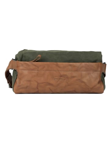 Bellicci Leder-Brustbeutel in Grün/ Hellbraun - (B)31 x (H)14 x (T)10 cm