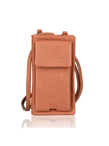 SPARWELL Leren smartphonetas "Offbeat onita" lichtbruin - (B)10 x (H)19 x (D)5 cm
