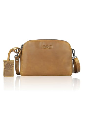 SPARWELL Leder-Umhängetasche "Kreative Karina" in Hellbraun - (B)21 x (H)16 x (T)6 cm