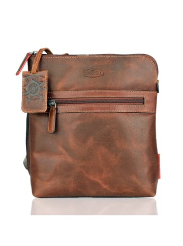 SPARWELL Leder-Umhängetasche "Worldly wilbur" in Hellbraun - (B)21 x (H)25 x (T)5 cm