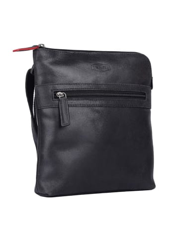 SPARWELL Leder-Umhängetasche "Worldly wilbur" in Schwarz - (B)21 x (H)25 x (T)5 cm