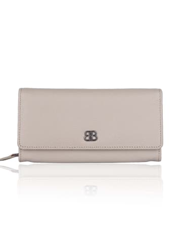 Bellicci Leren portemonnee "Calvina" beige - (B)19 x (H)10 x (D)3 cm