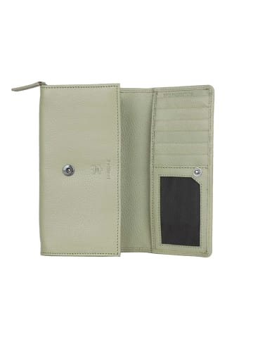 Bellicci Leder-Geldbörse "Calvina" in Grün - (B)19 x (H)10 x (T)3 cm