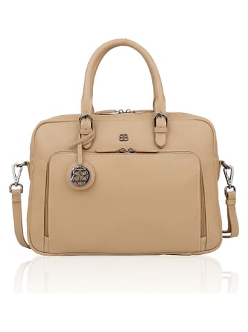 Bellicci Leren businesstas "Cameron" beige - (B)40 x (H)28 x (D)7 cm