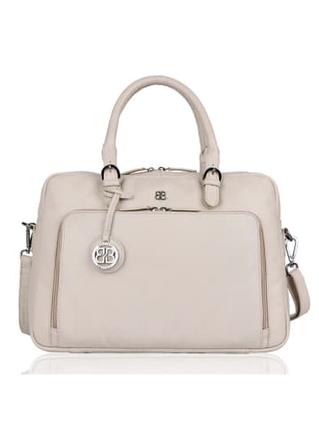 Bellicci Leren handtas "Cameron" beige - (B)40 x (H)28 x (D)7 cm