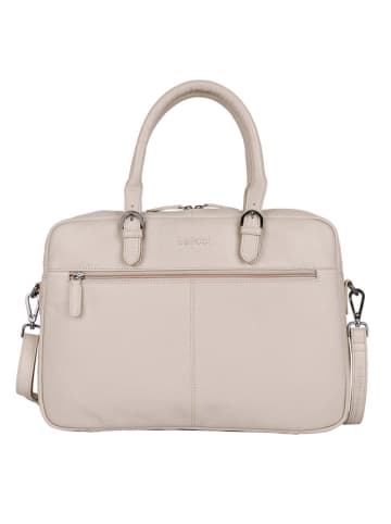Bellicci Leder-Henkeltasche "Cameron" in Beige - (B)40 x (H)28 x (T)7 cm