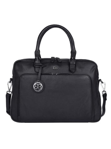 Bellicci Leren handtas "Cameron" zwart - (B)40 x (H)28 x (D)7 cm