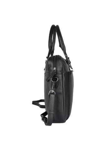 Bellicci Leren handtas "Cameron" zwart - (B)40 x (H)28 x (D)7 cm