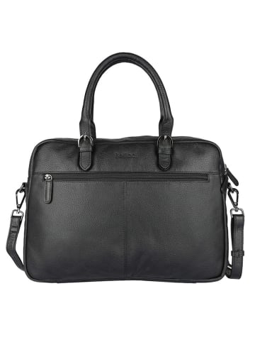 Bellicci Leder-Henkeltasche "Cameron" in Schwarz - (B)40 x (H)28 x (T)7 cm