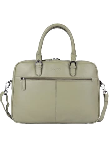 Bellicci Leder-Henkeltasche "Cameron" in Grün - (B)40 x (H)28 x (T)7 cm