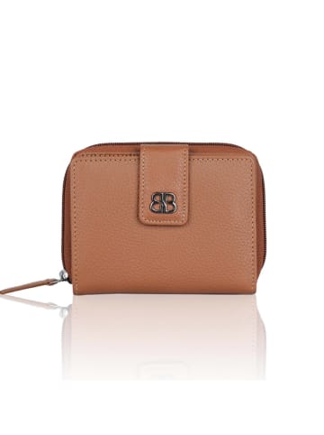 Bellicci Leder-Geldbörse "Carmela" in Hellbraun - (B)9 x (H)12 x (T)2 cm