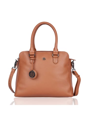 Bellicci Leder-Henkeltasche "Carol" in Hellbraun - (B)33 x (H)26 x (T)14 cm