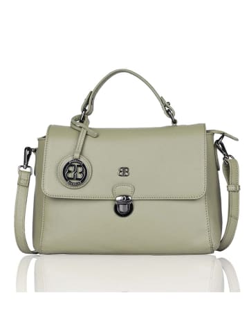 Bellicci Leder-Henkeltasche in Grün - (B)29 x (H)22 x (T)10 cm