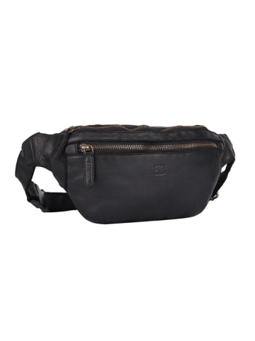 Bellicci Leren borstbuidel "Charmaine" zwart - (B)40 x (H)17 x (D)6 cm