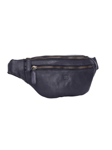 Bellicci Leren borstbuidel "Charmaine" donkerblauw - (B)40 x (H)17 x (D)6 cm