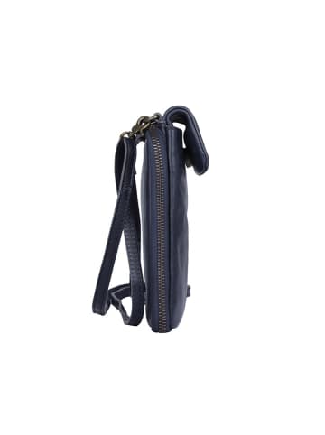 Bellicci Leren smartphone "Cherie" donkerblauw - (B)11 x (H)19 x (D)3 cm