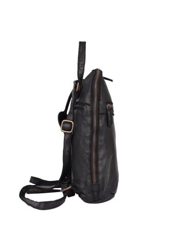 Bellicci Leder-Rucksack "Cheyenne" in Schwarz - (B)23 x (H)31 x (T)10 cm