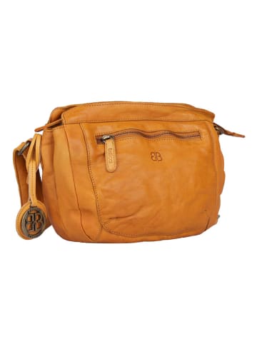 Bellicci Leder-Umhängetasche in Senf - (B)25 x (H)22 x (T)8 cm