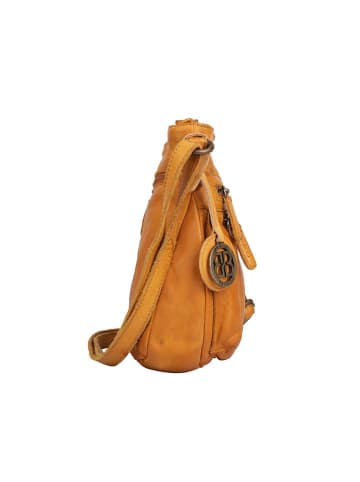 Bellicci Leder-Umhängetasche "Cynthia" in Senf - (B)22 x (H)24 x (T)9 cm