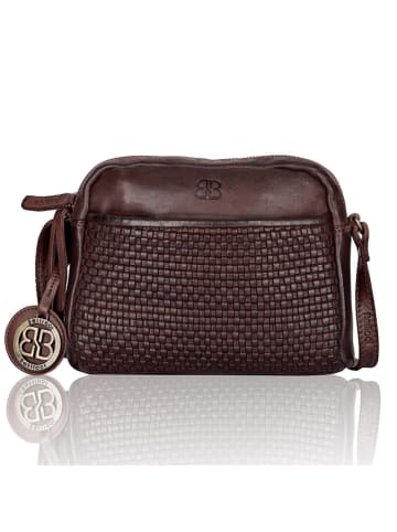 Bellicci Leder-Umhängetasche "Eloise" in Braun - (B)22 x (H)17 x (T)4 cm
