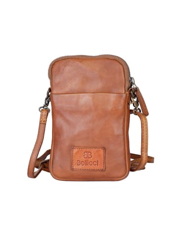 Bellicci Leder-Handytasche "Everly" in Hellbraun - (B)11 x (H)19 x (T)2 cm