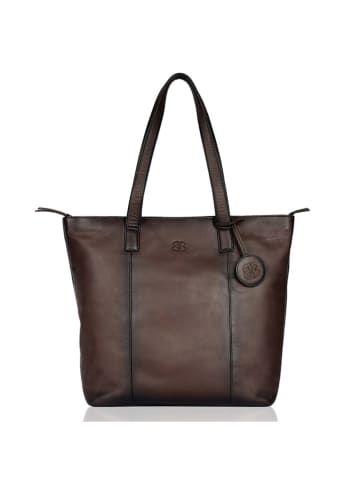 Bellicci Leder-Schultertasche "Kayden" in Braun - (B)35 x (H)44 x (T)12 cm