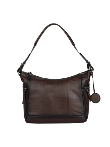 Bellicci Leder-Schultertasche "Kristiana" in Braun - (B)40 x (H)27 x (T)8 cm