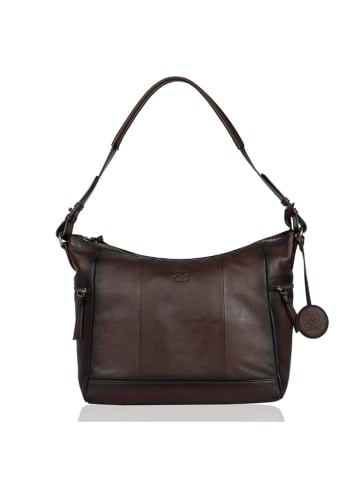 Bellicci Leder-Schultertasche "Kristiana" in Braun - (B)40 x (H)27 x (T)8 cm