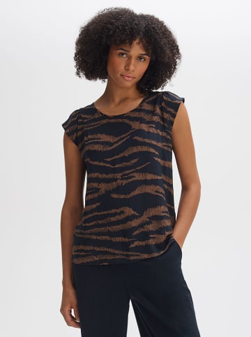 OPUS Blouse lichtbruin/donkerblauw
