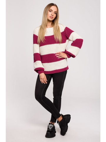 made of emotion Sweter w kolorze różowo-kremowym