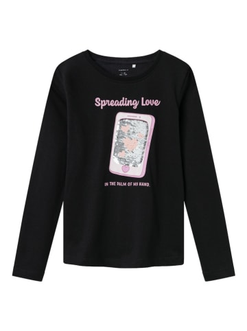 name it Longsleeve "Ovenna" zwart/lichtroze
