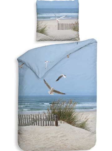 HNL Satijnen beddengoedset "Spiaggia" blauw