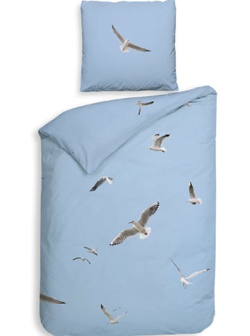 HNL Satijnen beddengoedset "Spiaggia" blauw