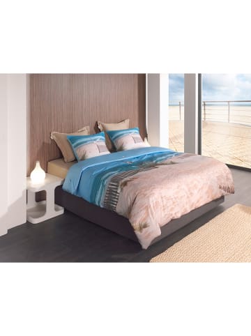 HNL Satijnen beddengoedset "Spiaggia" blauw