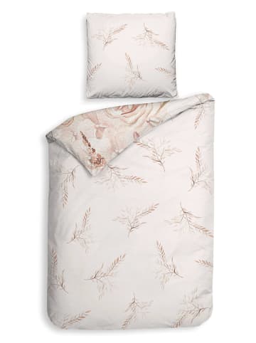 HNL Satin-Bettwäsche-Set "Pioggia" in Weiß/ Rosa