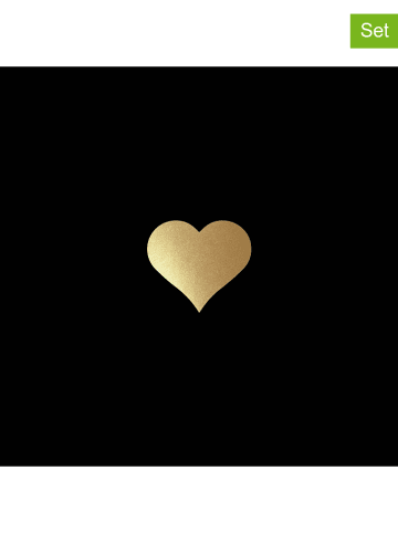 ppd 2er-Set: Servietten ''The Heart'' in Schwarz/ Gold - 2x 20 Stück