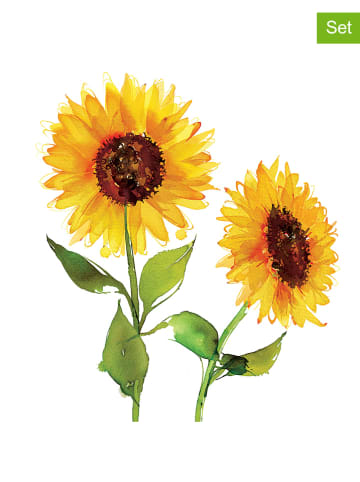 ppd Serwetki (40 szt.) "Two sunflowers" w kolorze biało-żółto-zielonym