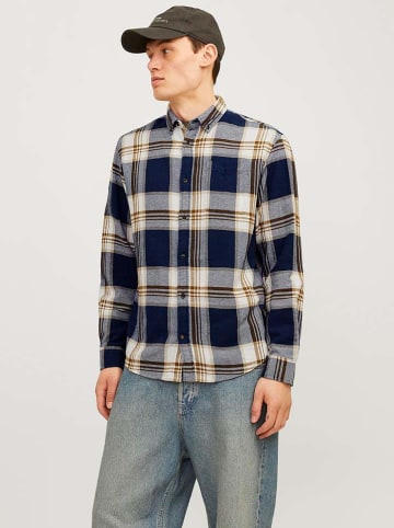 Jack & Jones Hemd "Classic Autumn" in Dunkelblau/ Beige