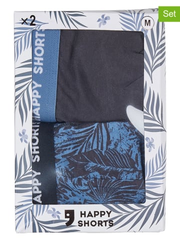 Happy Shorts 2er-Set: Boxershorts in Blau/ Schwarz