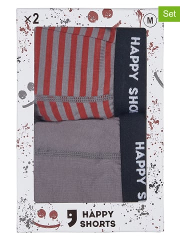 Happy Shorts Bokserki (2 pary) w kolorze czerwonym i szarym