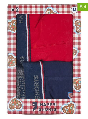 Happy Shorts 2er-Set: Boxershorts "Oktoberfest" in Rot/ Dunkelblau