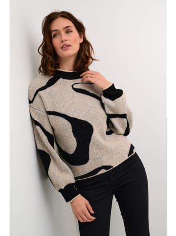 Kaffe Pullover in Beige/ Schwarz